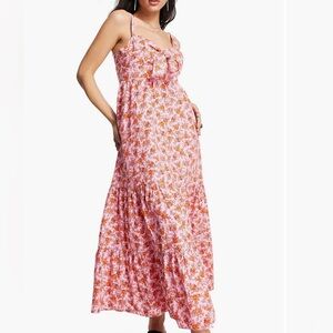 TopShop Floral Maxi Sundress in Pink and Orange Size 8